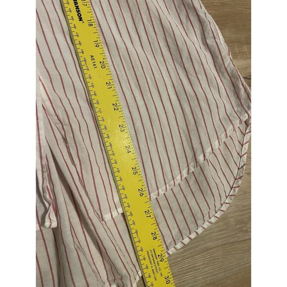 Frank & Eileen Grayson Hero Stripe Cotton Button up Shirt White Pink Sz 2 Small - Picture 8 of 10